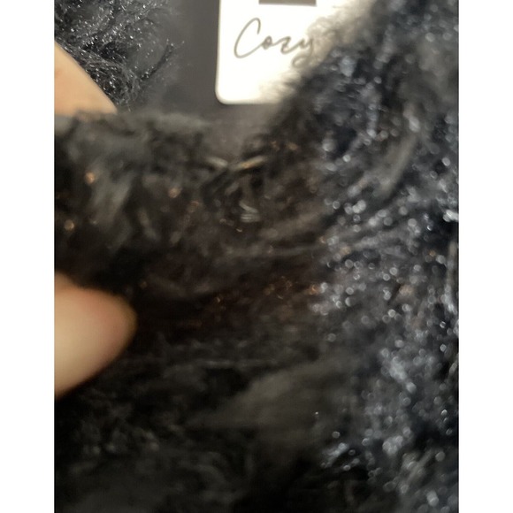Cozy Co Black Fuzzy Faux Fur Long Lined Medium Jacket - Picture 3 of 5